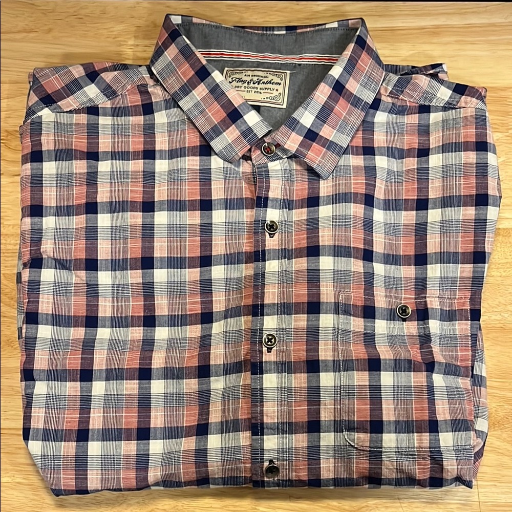 Men's Plaid Shirt - Red and Blue